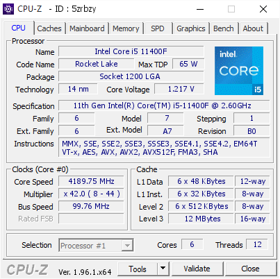 پردازنده اینتل مدل Intel Core i5-11400F