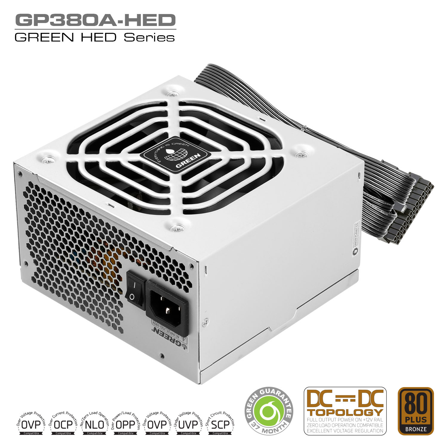پاور کامپیوتر ظرفیت 380 وات گرین مدل GP380A-HED