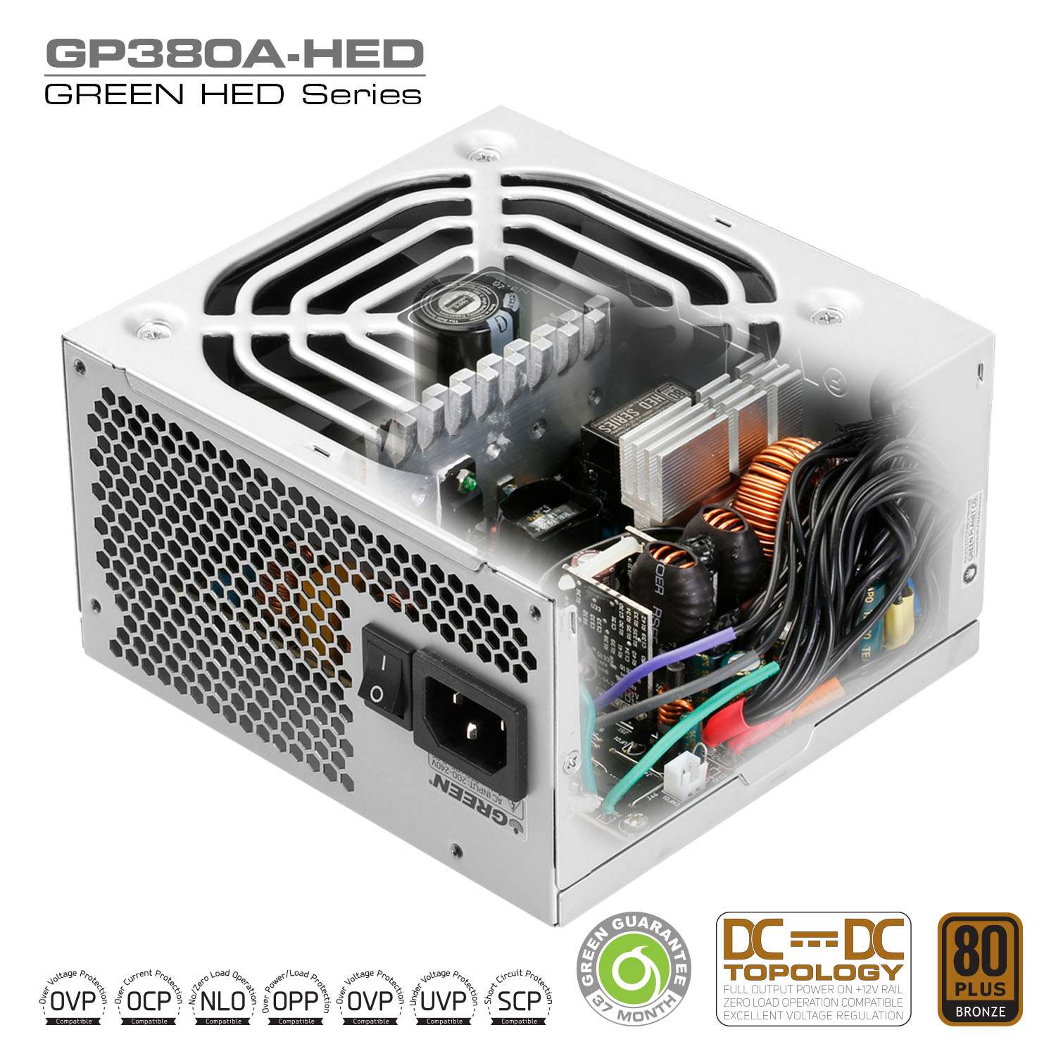پاور کامپیوتر ظرفیت 380 وات گرین مدل GP380A-HED