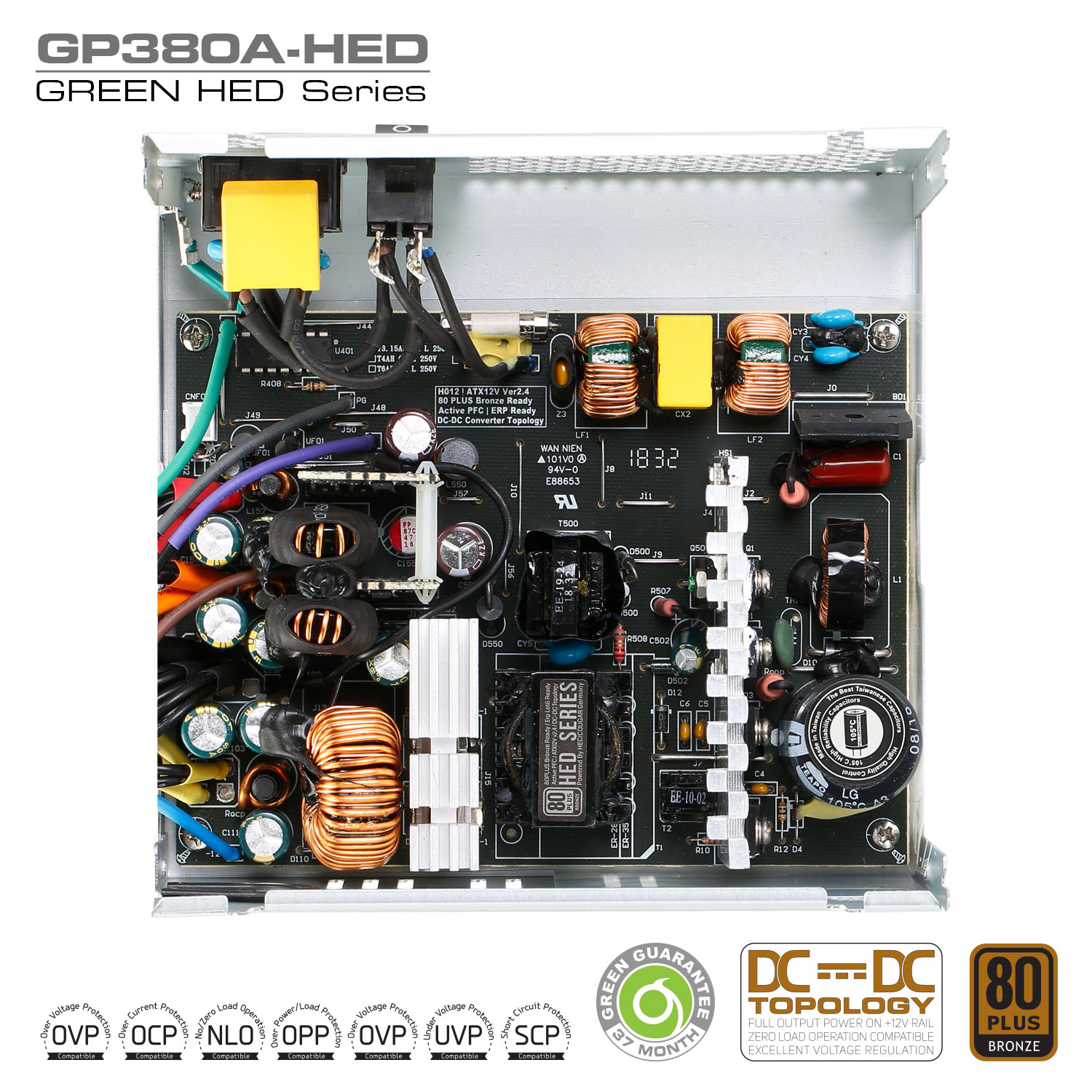 پاور کامپیوتر ظرفیت 380 وات گرین مدل GP380A-HED