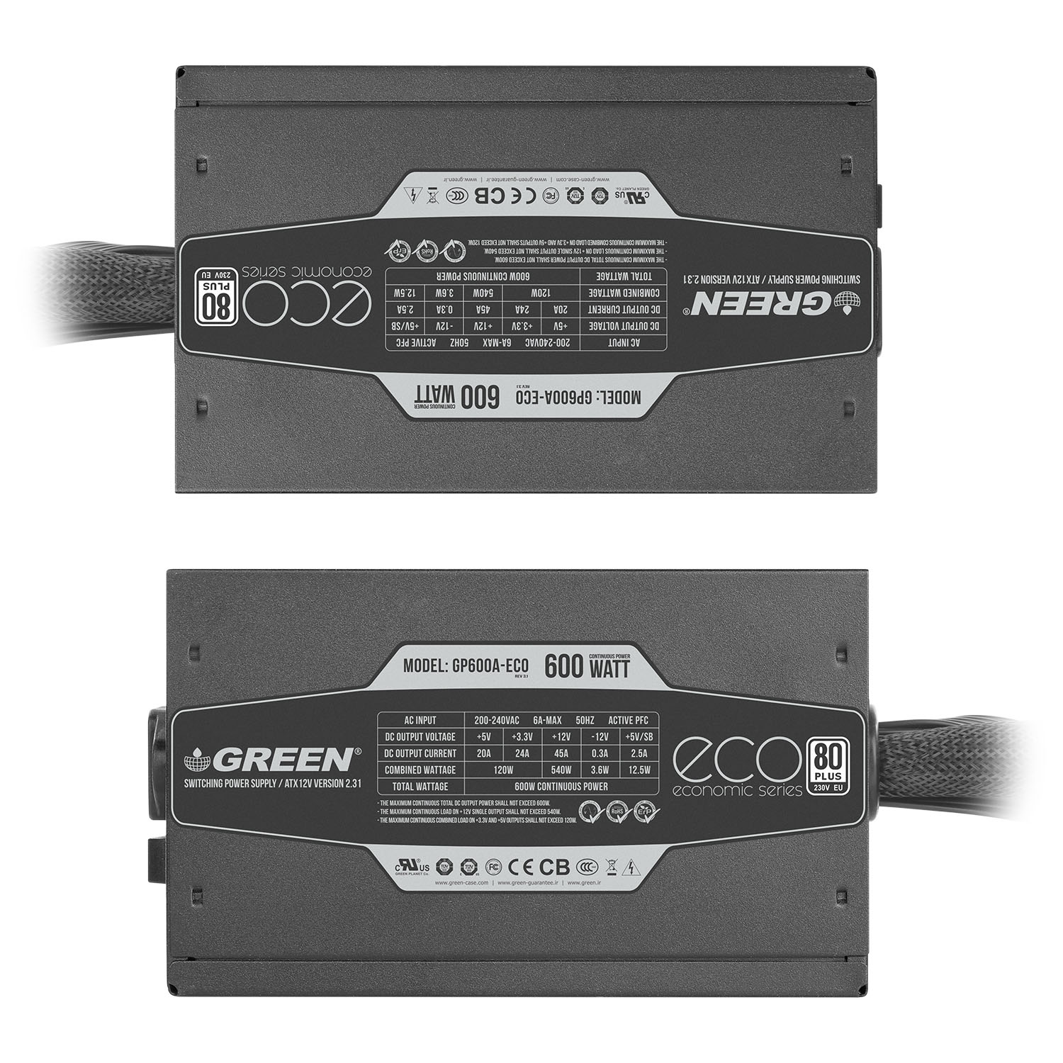 پاور کامپیوتر ظرفیت 600 وات گرین مدل Green GP600A-GED ECO
